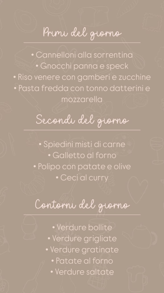 menu del giorno